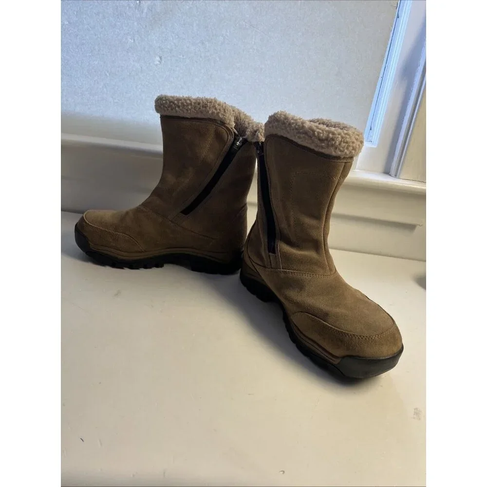 Sorel Waterfall Suede Leather Boots Women 8 NL1964-250‎ Tan Insulated Waterproof